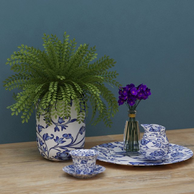 blue and white porcelain Model 3D .c4d .max .obj .3ds .fbx .stl .blend 