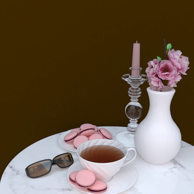 macaron tea set 3D Model .c4d .max .obj .3ds .fbx .stl .blend 