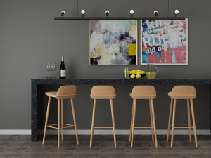 black and wood morden wine bar minimalist counter Modelo 3D