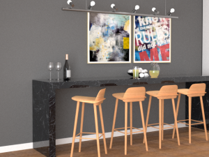 black and wood morden wine bar minimalist counter 3Dモデル