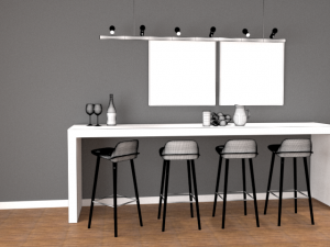 black and wood morden wine bar minimalist counter 3Dモデル