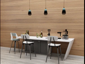 흑백 모던 와인 바 미니멀리스트 테이블 다이닝 3D 모델