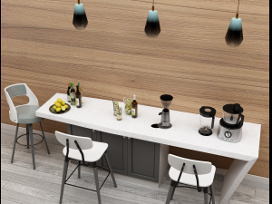 black and white morden wine bar minimalist table dining 3D Model