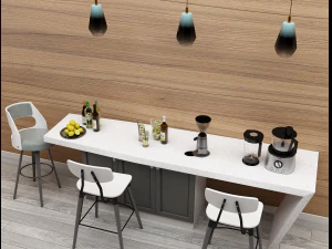 black and white morden wine bar minimalist table dining 3D Model