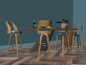 wood simple morden or minimalist table wine dining wood floor 3D Model