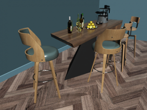 wood simple morden or minimalist table wine dining wood floor 3D Model