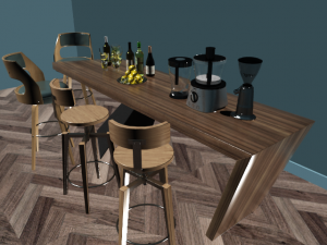 wood simple morden or minimalist table wine dining wood floor 3D Model
