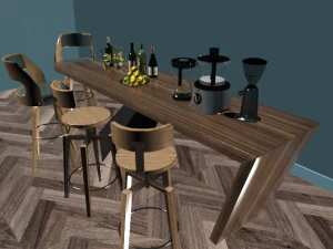 wood simple morden or minimalist table wine dining wood floor 3D Model