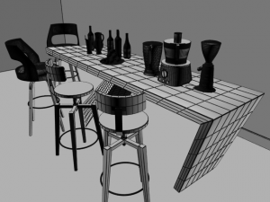 wood simple morden or minimalist table wine dining wood floor 3D Model