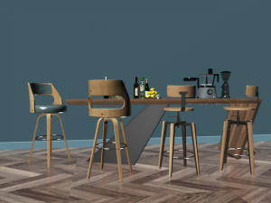 wood simple morden or minimalist table wine dining wood floor 3D Model