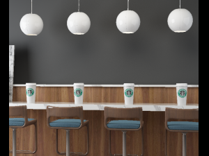wood simple morden or minimalist table wine dining wood floor long table starbucks 3D Model