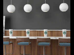 wood simple morden or minimalist table wine dining wood floor long table starbucks 3D Model