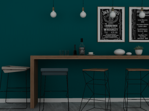 wood simple morden or minimalist table wine dining wood floor long table dark blue vintage 3D Модель