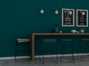wood simple morden or minimalist table wine dining wood floor long table dark blue vintage 3D Модель