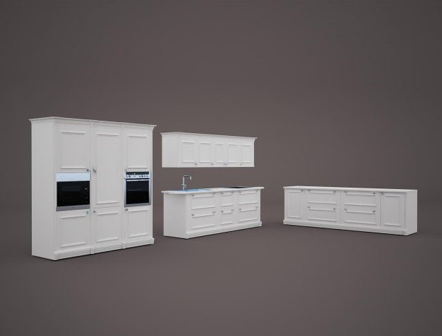 white kitchen 3D 模型 .c4d .max .obj .3ds .fbx .stl .blend