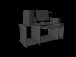 computer set 3D 模型
