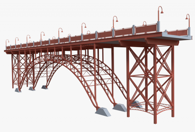 steel bridge 3D 모델 .c4d .max .obj .3ds .fbx .stl .blend 
