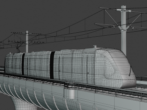 Bridge with Utsunomiya tram 3D 모델