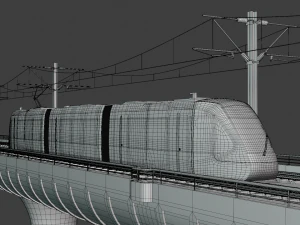 Bridge with Utsunomiya tram 3D Model