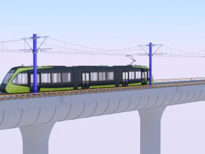 Bridge with Utsunomiya tram 3D Model