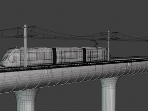 Bridge with Utsunomiya tram 3D 모델