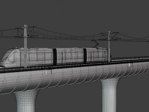 Bridge with Utsunomiya tram 3D Model