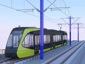 Bridge with Utsunomiya tram 3D Model