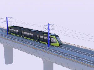 Bridge with Utsunomiya tram 3D Model