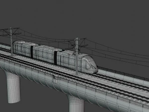 Bridge with Utsunomiya tram 3D Model