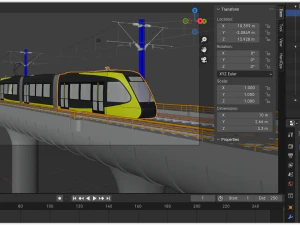 Bridge with Utsunomiya tram 3D Model