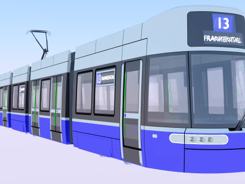 Tram Flexity Zurich exterior 3D Model