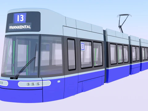 Tram Flexity Zurich exterior 3D Model