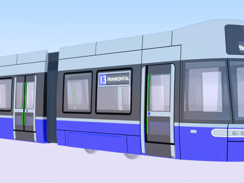 Tram Flexity Zurich exterior 3D Model