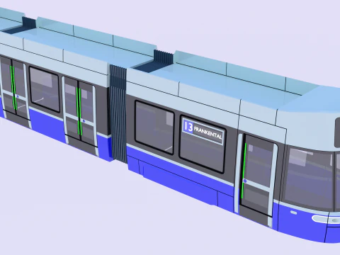 Tram Flexity Zurich exterior 3D Model
