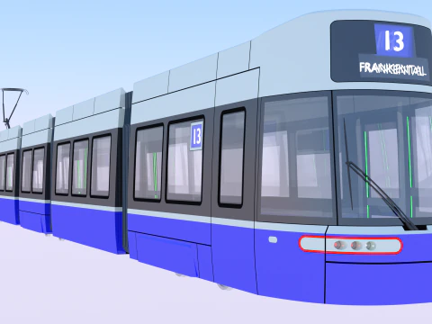 Tram Flexity Zurich exterior 3D Model