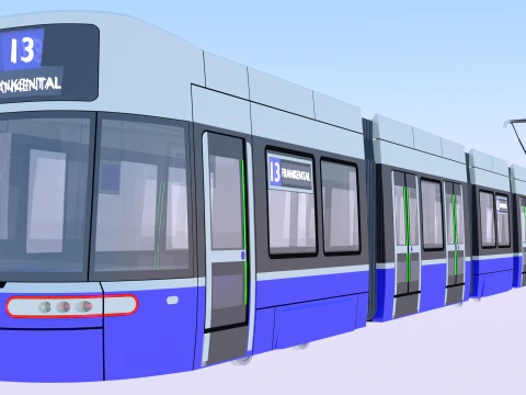 Tram Flexity Zurich exterior 3D Model