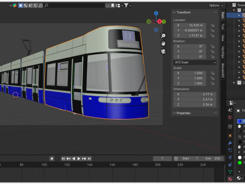 Tram Flexity Zurich exterior 3D Model
