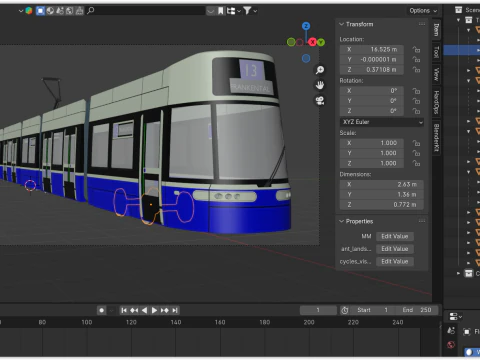 Tram Flexity Zurich exterior 3D Model