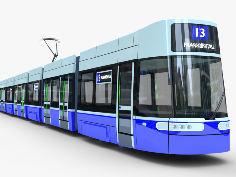 Tram Flexity Zurich exterior 3D Modell