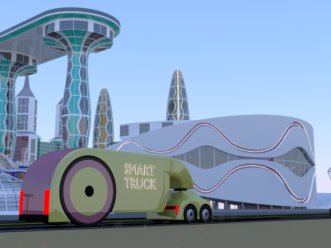 Future city with monorail III Modelo 3D
