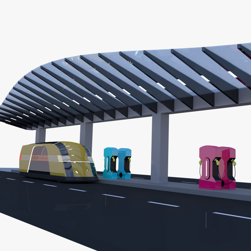 EV charger with Robovan 3Dモデル .c4d .max .obj .3ds .fbx .stl .blend 