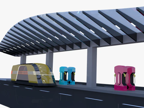 Caricabatterie per veicoli elettrici con Robovan Modello 3D