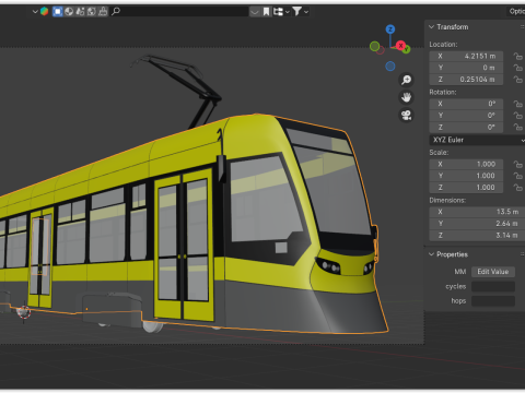 Stadler tram exterior Model 3D