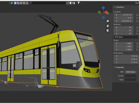 Stadler tram exterior 3D Model