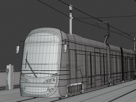Bridge with Warsaw tram 3D Model