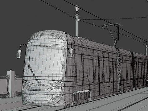 Bridge with Warsaw tram 3D Model