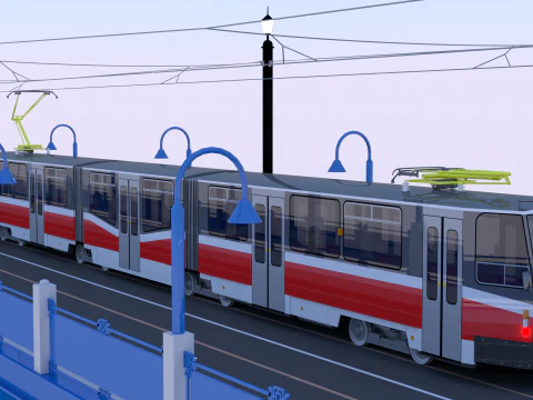 Bridge with KT8D5 tram 3D Model