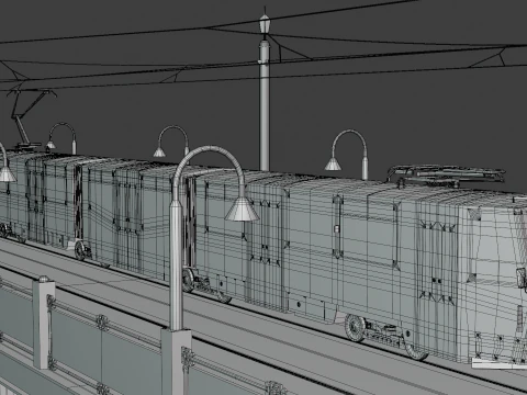 Bridge with KT8D5 tram 3D Model