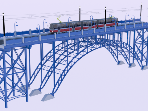 Bridge with KT8D5 tram Modelo 3D