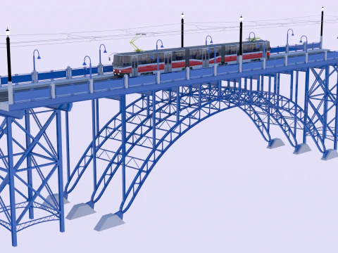 Bridge with KT8D5 tram 3D Model
